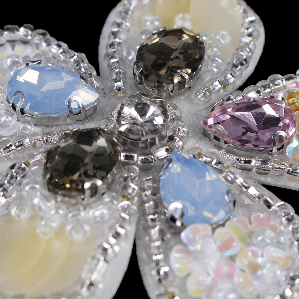 5 шт. в комплекте украшенные бисером Стразы цветочные нашивки значки Аппликации