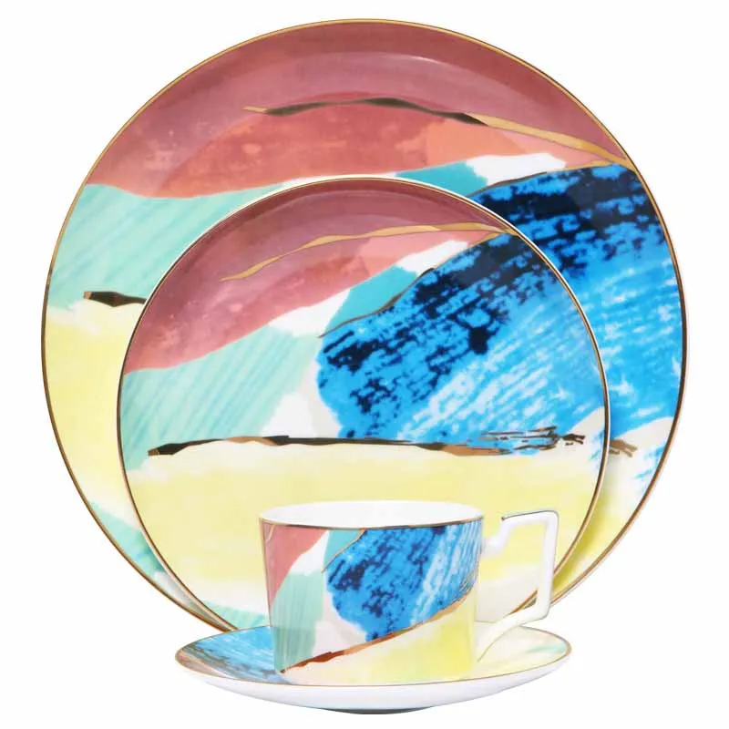 Красочный набор керамической посуды дизайн масляная живопись Кофейная Кружка