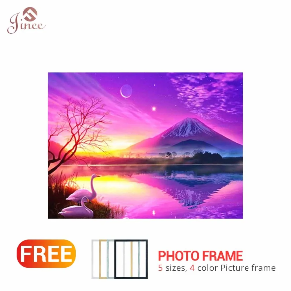 

Mount Fuji Landscape diamond painting wall sticker 5D DIY Lake Scenry embroidery Full Square mosaic handicraft gift