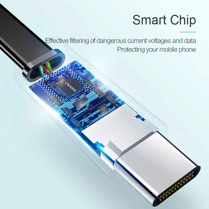 Кабель USB Type C USAMS 3 шт. плоский кабель для синхронизации данных Samsung S 10 9 8 Honor Huawei