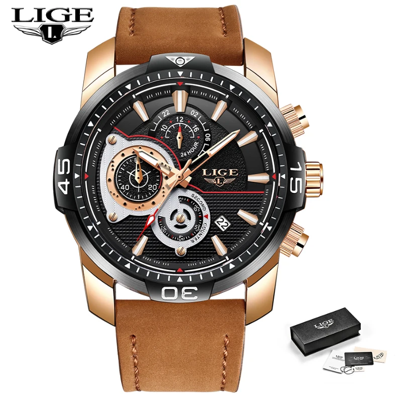 

LIGE Men Watches Top Brand Luxury Quartz Watch Men Fashion Casual Luminous Waterproof Clock Sports Watch Male Relogio Masculino
