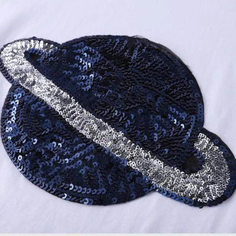 

Plus Size 10XL 8XL 6XL 4XL Women Short Sleeves Summer T-shirt Female Sequin Appliques Black White Casual Tops Slim Tee Shirts