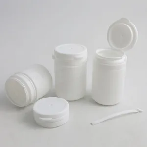 Прочная белая бутылка для таблеток из полиэтилена повышенной плотности, 50 шт., 50 мл, 70 мл, 80 мл, разрывная крышка, жесткая пластиковая Медицинская бутылка из полиэтилена с петлями