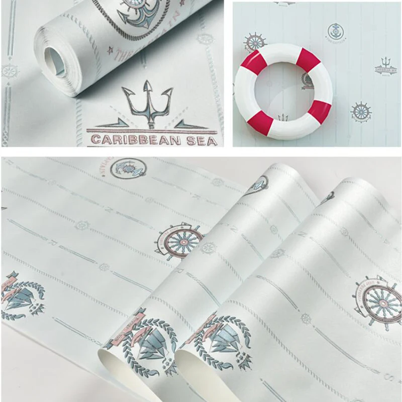 Рулон обоев для детской комнаты с компасом и парусной лодкой декор спальни