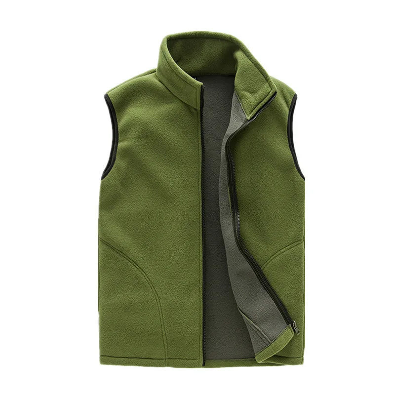 Толстый флисовый жилет для мужчин на молнии с карманами мужские повседневные