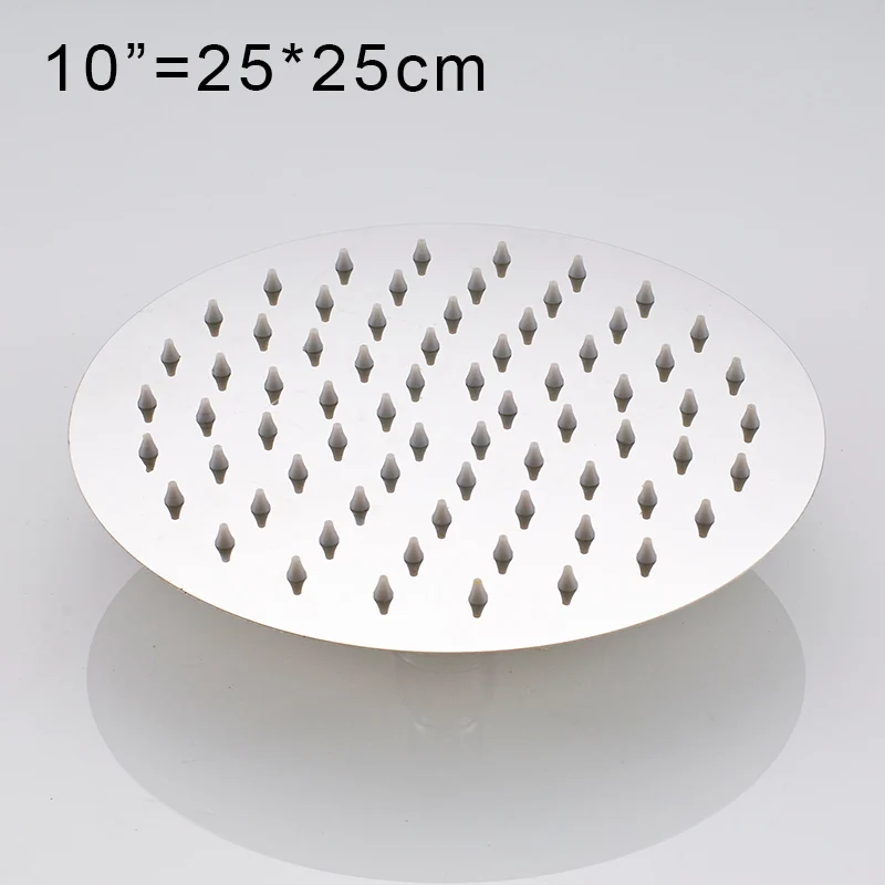 10 inch Round Многоразмерная насадка для душа из нержавеющей стали, ультратонкий смеситель для душа для ванной комнаты, насадка для душа, смеситель для душа - Цвет: 10 inch Round