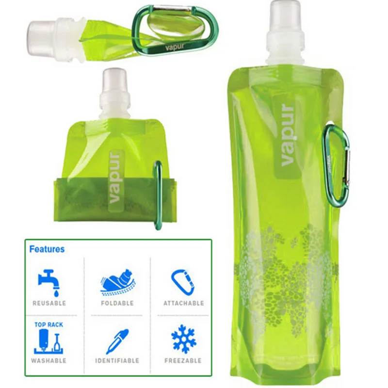 Hot Sell! Foldable Water Bottle Plastic Lightweigh Sports Travel Outdoor Equipments Agua Bolsa U0007 | Спорт и развлечения