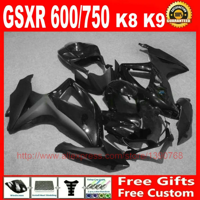 Обтекатель комплект для SUZUKI GSX R600 R750 2008 2009 2010 все черные Обтекатели кузова K8 08 09 10 R