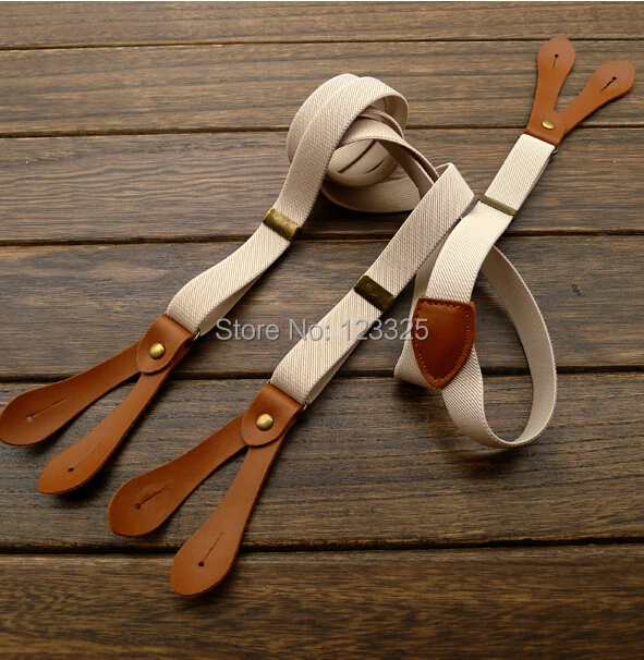 Бесплатная доставка мужские брюки подтяжки на пуговицах из натуральной кожи|button