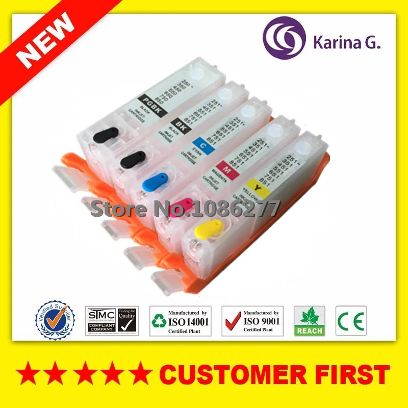 5 шт. многоразового использования для PGI-250 PGI250 CLI251 картридж Canon PIXMA IP7220 MG5420 NX922 с