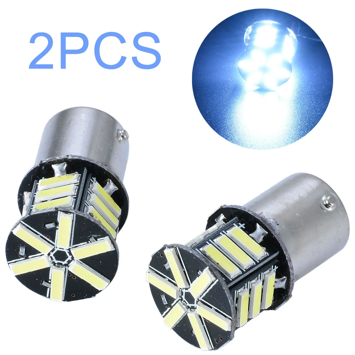 

Mayitr 2pcs 1156 BA15S 7020 White LED Bulb 21LED High Brightness Tail Backup Reverse Brake Turn Signal Light for Light Source