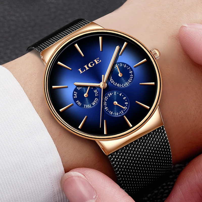 2019 LIGE новые мужские часы модные крутые парные Женское платье повседневные тонкие