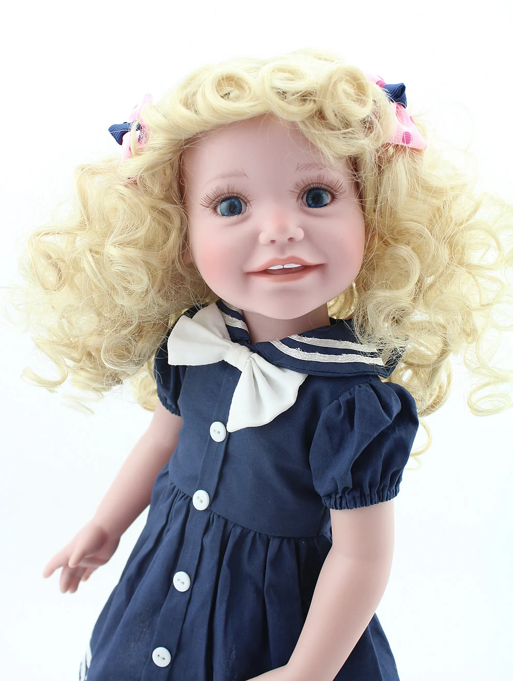 Reborn Baby Doll американские куклы девочка школа светлые вьющиеся волосы голубые глаза милые младенцы 18 дюймов 45 см Полный винил игрушки для ванной