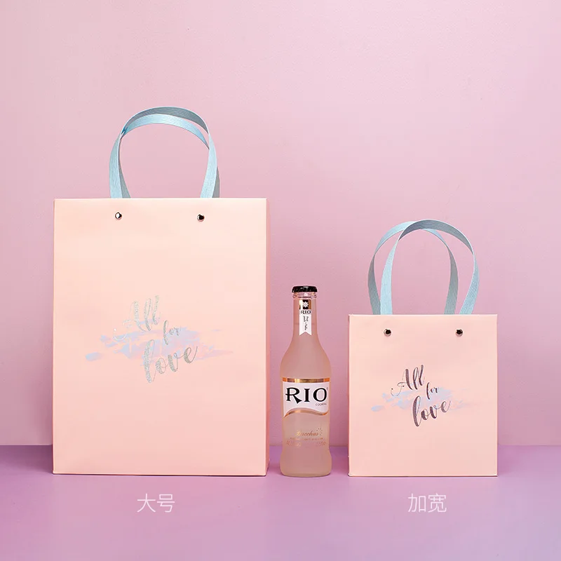 Pink Paper Bag 16x16x18cm Window Sweet Gift Box With And Lafite All For Love Birthday Trumpet Business Packing | Дом и сад