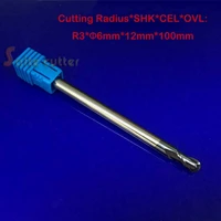 6mm ballnose cnc router end mill hrc55 round bottomed end milling cutter ball nose two flute spiral bit r 3mm long length 100mm
