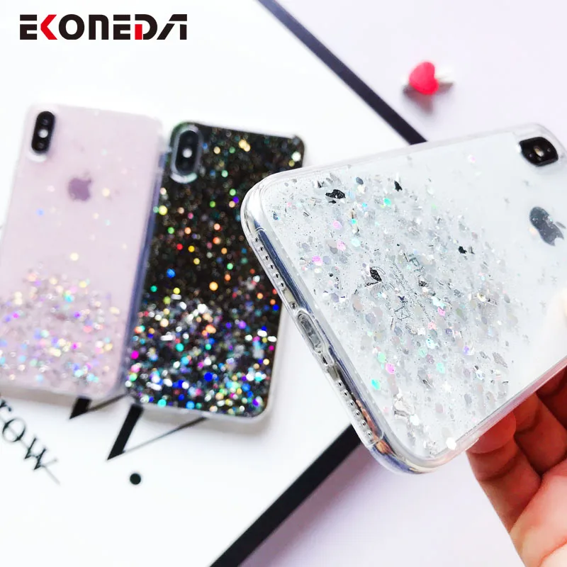 EKONEDA кристально прозрачный чехол для iPhone X 11 Блестящий силиконовый девушек 6S 6 7 8