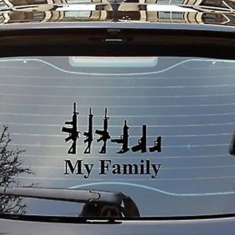 2021 My Family Мультяшные наклейки на автомобиль с пистолетом забавные виниловые окно
