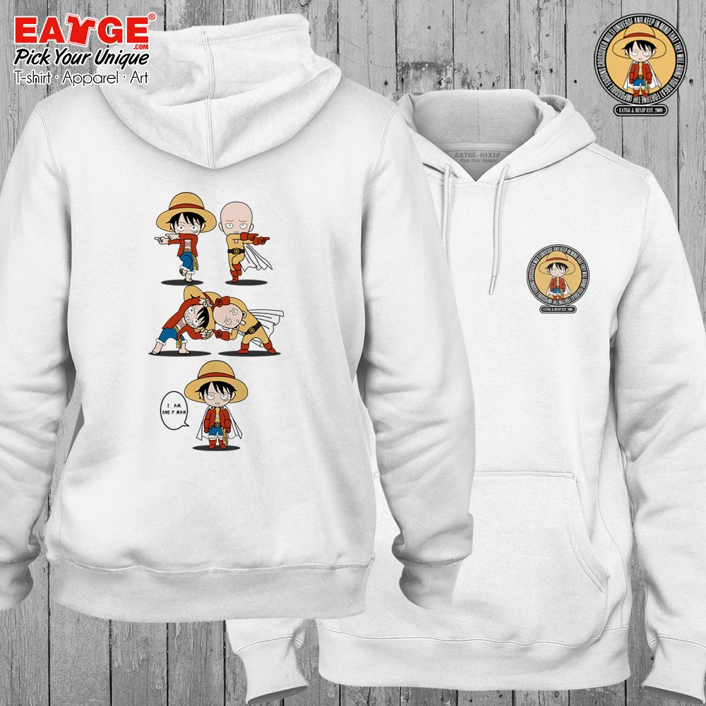 One piece кроссовер One Punch Man крутая уличная одежда Луффи и кофты с капюшоном, посвященные Сайтаме Креативный дизайн женские мужские теплые флисовые толстовки - Цвет: 01-White
