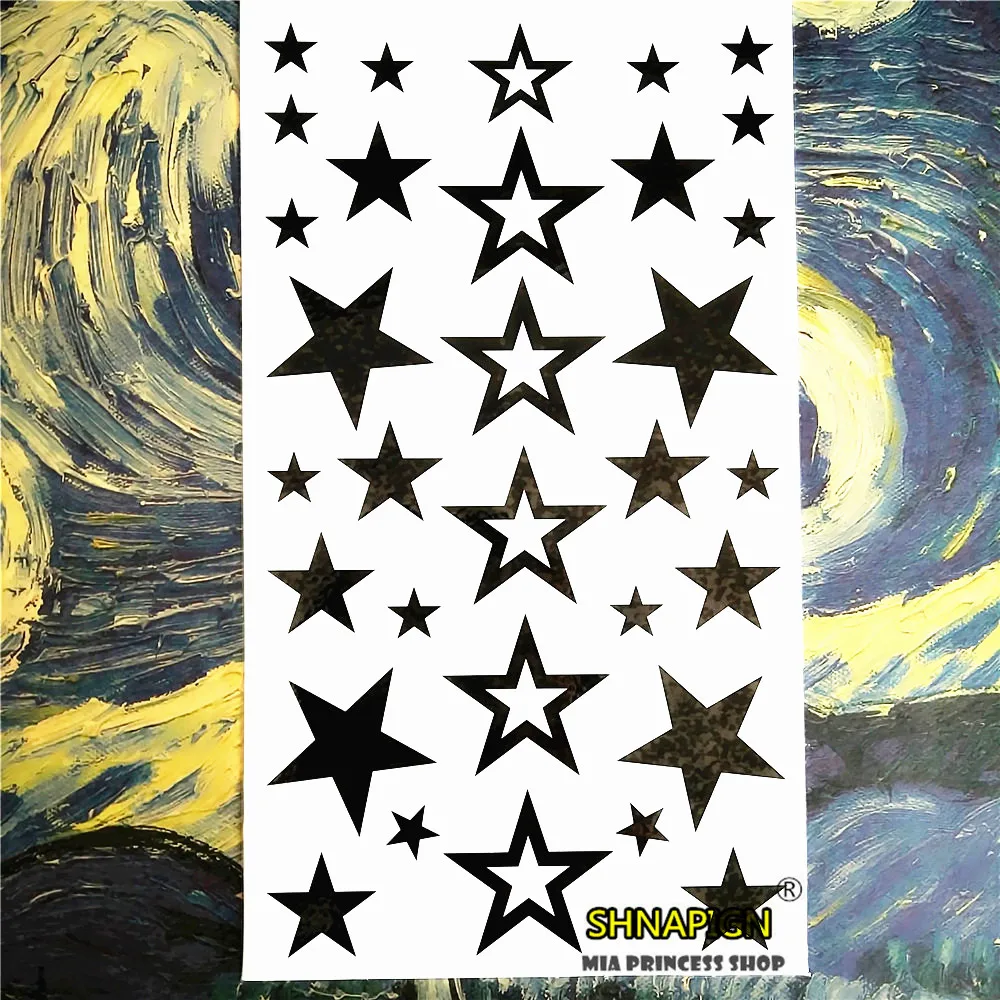 SHNAPIGN черная звезда Временные татуировки боди арт флэш тату наклейки 17*10 см