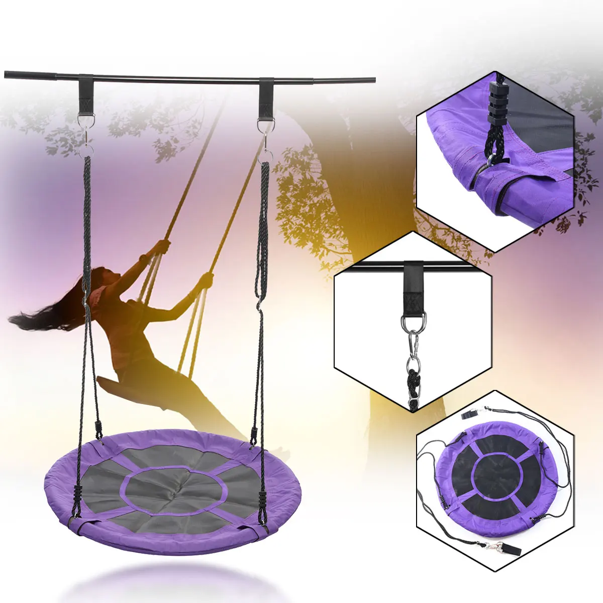 Purple 100 см/40 дюймов, 8 цветов, детские игрушки, качели для больших детей, большое сиденье, Круглая Емкость, дерево, кресло-качалка, уличное, для двора, игровое оборудование - Цвет: Purple