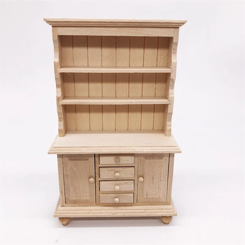 04 Miniatura 1/12 деревянный шкаф кухонный шкаф миниатюрный кукольный домик мебель для кукол дом дисплей подарки детям - Цвет: 04