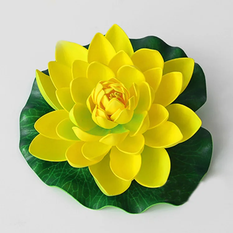 yellow 17cm CHENCHENG 1 шт. искусственный Лотос водяная Лилия плавающий цветок Пруд Танк растение орнамент домашний сад украшение пруда - Цвет: yellow 17cm