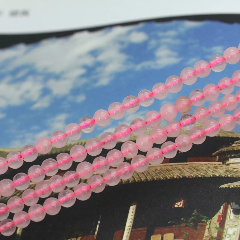 

Wholesale Girl gift Pink Crystal 4mm Round loose beads Manual DIY exquisite women making Wholesale and retail 15'' 2pc/lot