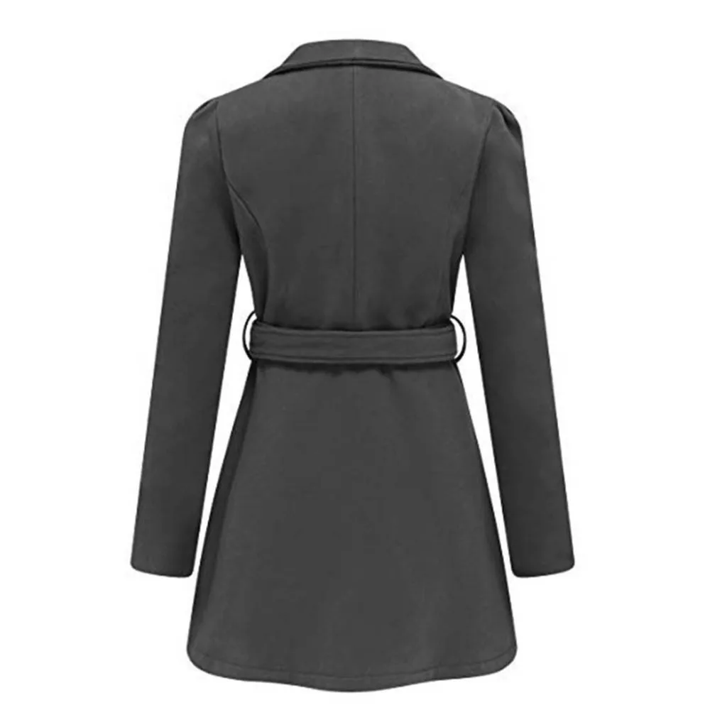 Женское шерстяное пальто с лацканами abrigos mujer invierno однотонное зимнее длинными