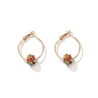 colorful fancy crystal bead small golden piercing hoop earrings for women
