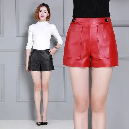 Tao Ting Li Na Autumn and Winter New Pure Leather Slim Leather Shorts 19KS15