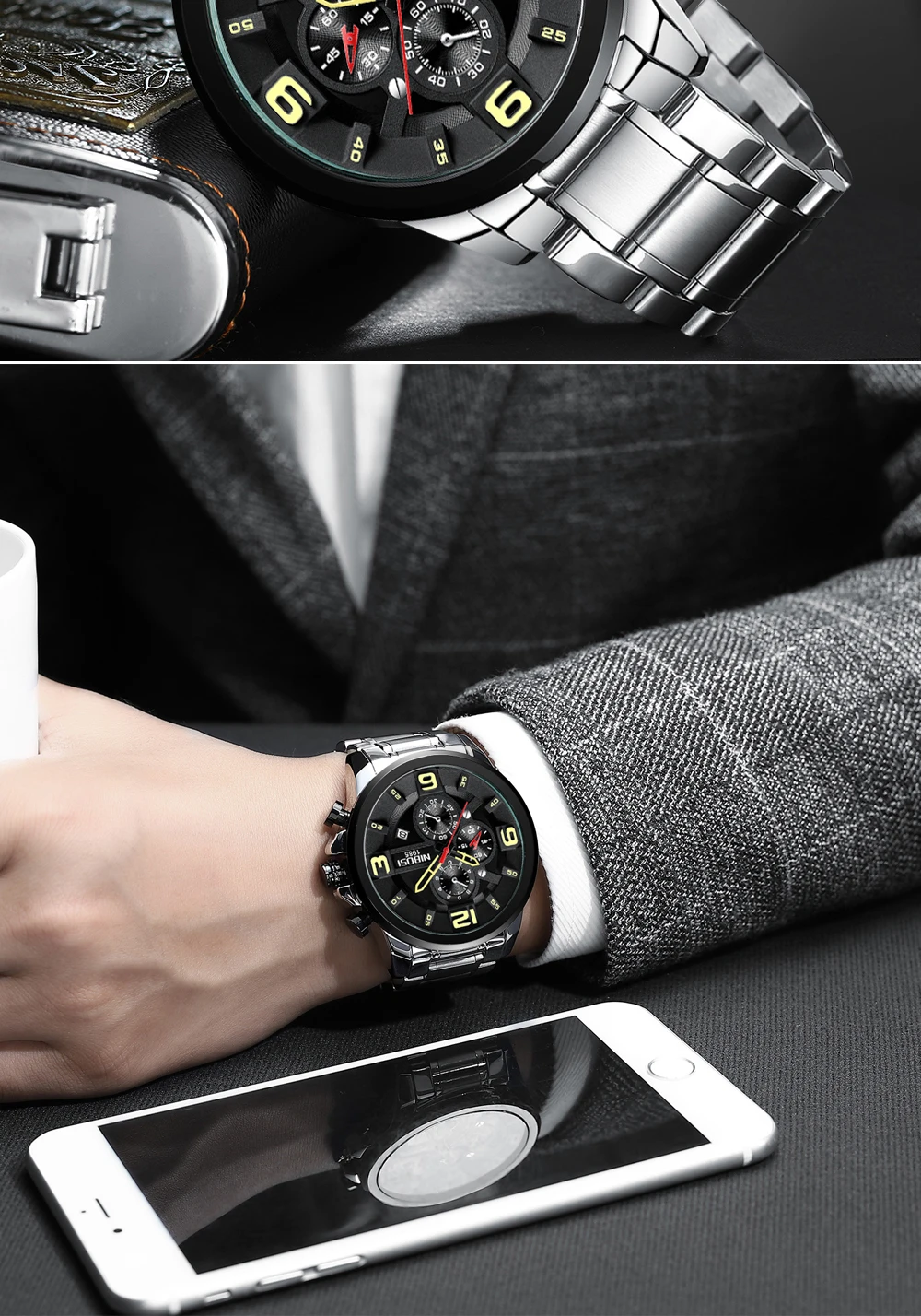 NIBOSI мужские часы Reloj Hombre мужские часы Топ бренд класса люкс кварцевые часы большой циферблат спортивные водонепроницаемые Relogio Masculino Saat