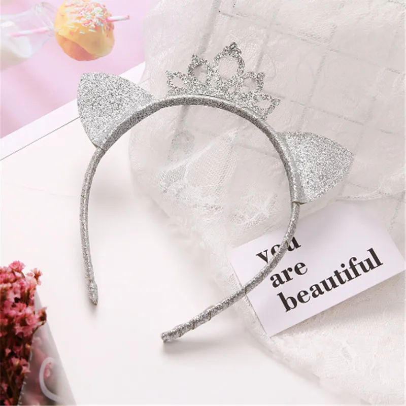 10 шт./лот обруч для волос с блестящими кошачьими ушками праздничная повязка