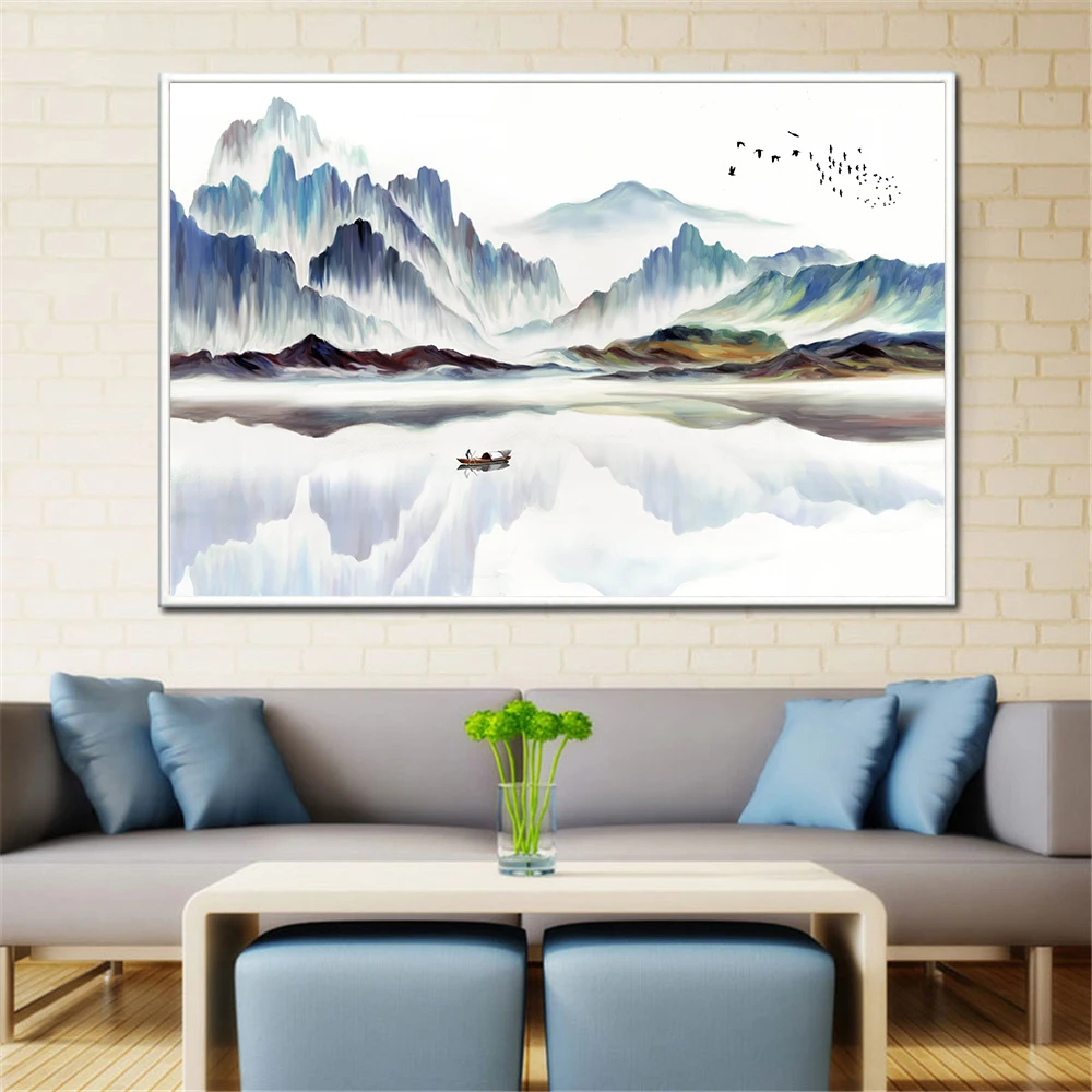 Картина абстрактная большой размер горные вершины пейзаж холст картина
