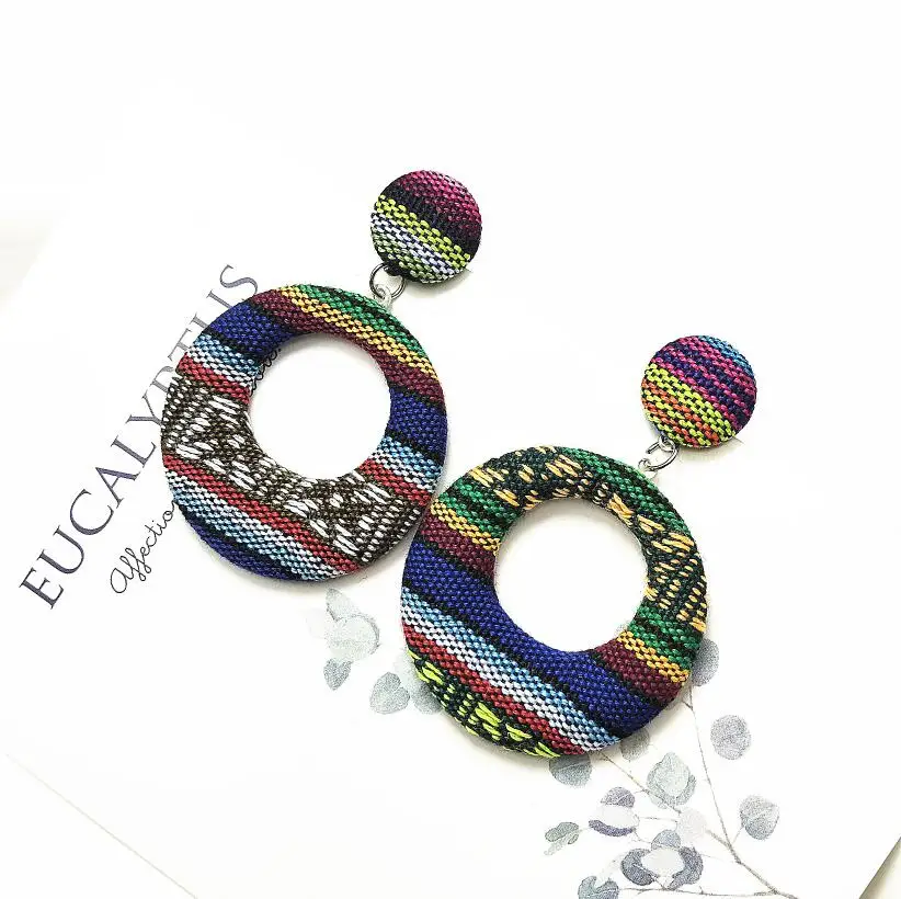 New Dangle Big Round Earrings For Women Fashion Handmade Square Geometric Earrings Statement Drop Earrings