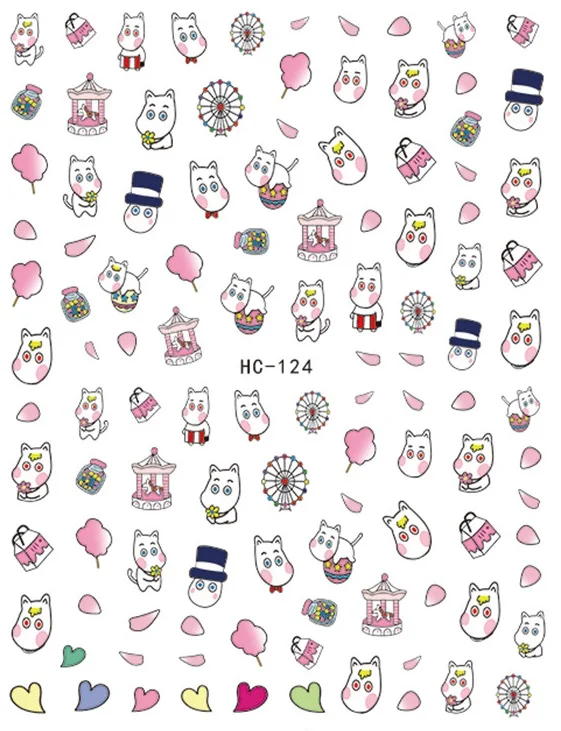 HC 124 pink hippo красочные буквы стикеры 3d на ногти nail art decal шаблон diy tool Decoration|Стикеры и