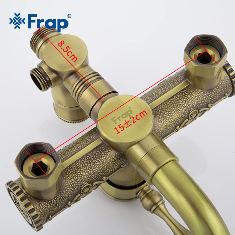 

Frap Bathroom Shower Faucet Set Bronze Retro Style Bathtub Faucets Shower Tap Bath Shower Waterfall Shower Head Wall Mixer F2447