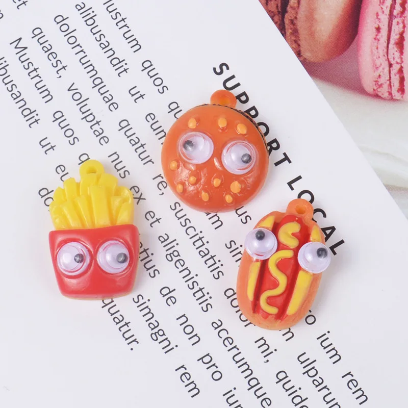 Resin imitation food and play DIY pendant material doll Accessories Eye Hamburg &amp French Fries Diy | Игрушки и хобби