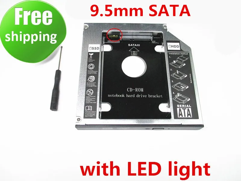 Новый обновленный 2 й SSD HDD HD драйвер жесткого диска Caddy SATA для 9 5 мм CD / DVD ROM