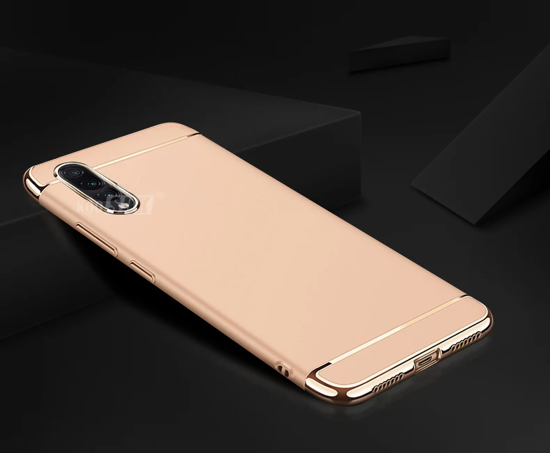 Gold 3-в-1 чехол-накладка для samsung Galaxy A10 A20 A30 A40 A50 A70 ПК Жесткий матовый чехол-гибрид для телефона чехол-Броня с защитной оболочки Coque - Цвет: Gold