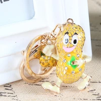 lovely peanut new cute crystal charm pendant purse handbag car key ring chain wedding party favorite gift