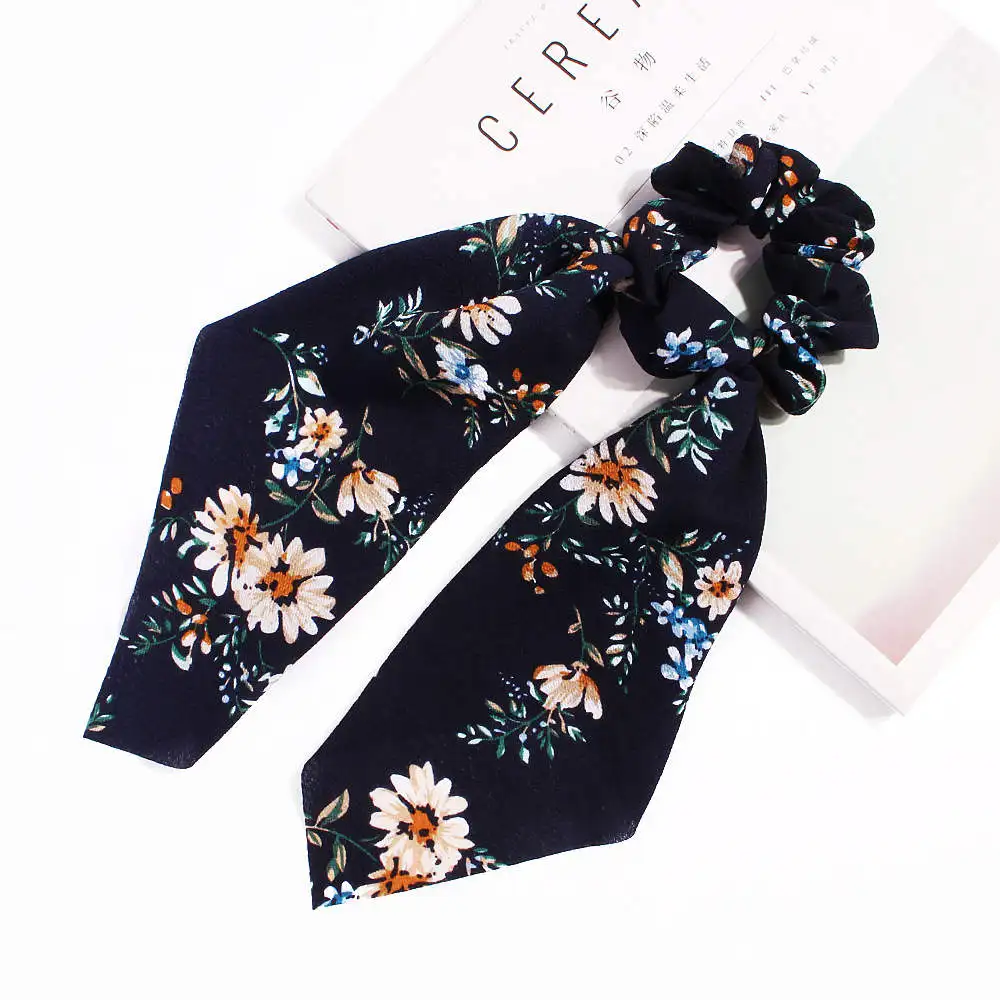 11 Летняя мода Boho Ponytail шарф эластичная веревка для волос для женщин Галстуки для волос резинки для волос лента для волос с цветочным принтом - Цвет: 11