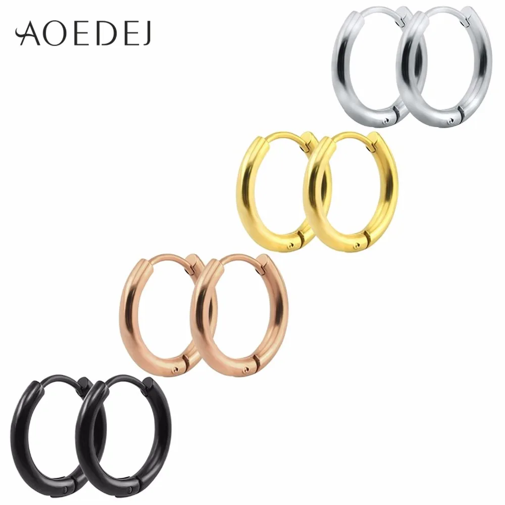 AOEDEJ корейские серьги кольца из нержавеющей стали 316L Huggie GD круглые для женщин и