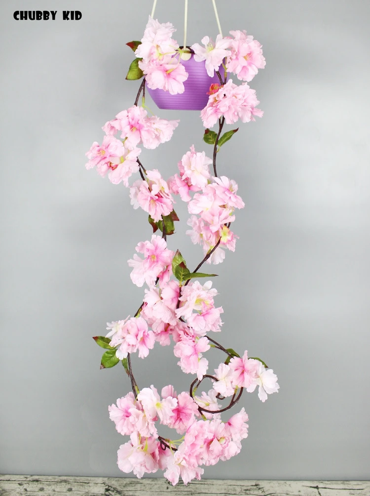 12 шт./лот! Оптовая продажа 100% искусственные цветы вишни Hi-Q лоза свадебная арка