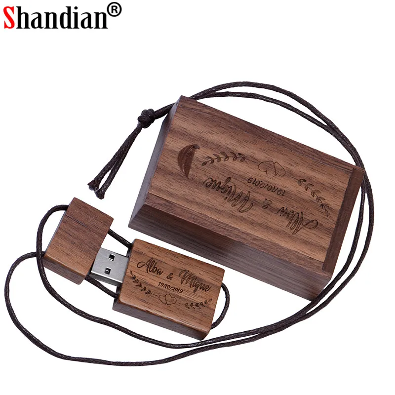 SHANDIAN Nutural деревянный USB флэш-накопитель шнурок дерево Флешка 8 ГБ 16 ГБ 32 ГБ ручка-накопитель карта памяти U диск с логотипом на заказ