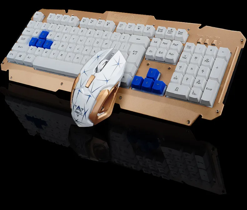 gold 104 клавиш Bluetooth беспроводная клавиатура и мышь набор 1600 dpi игровая клавиатура с usb-приемником для ПК/ноутбука - Цвет: gold