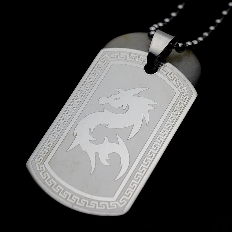 Нержавеющая сталь Трайбл талисман дракон кулон ожерелье с шаровой цепочкой