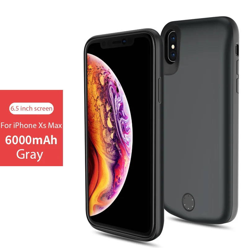 For XS Max Gray VVKing Аккумулятор Чехол для iphone XS Max зарядное устройство чехол 5000 мАч/6000 мАч Чехол-Аккумулятор Чехол для iphone XS XR power Bank чехол - Цвет: For XS Max Gray
