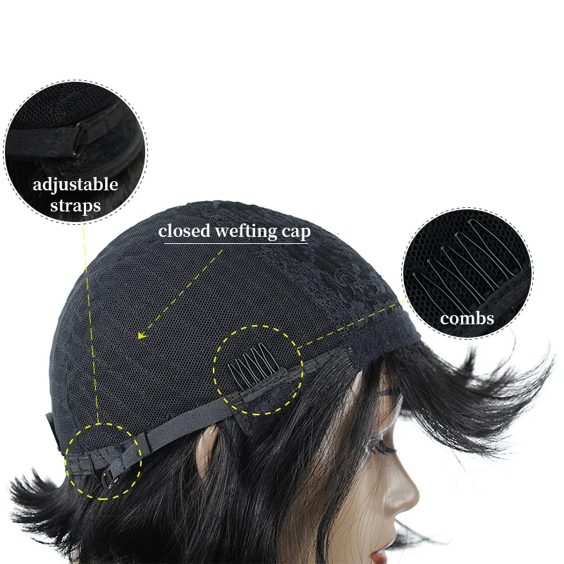 Парики из искусственных волос без шапочки основы короткий кудрявые черный парик