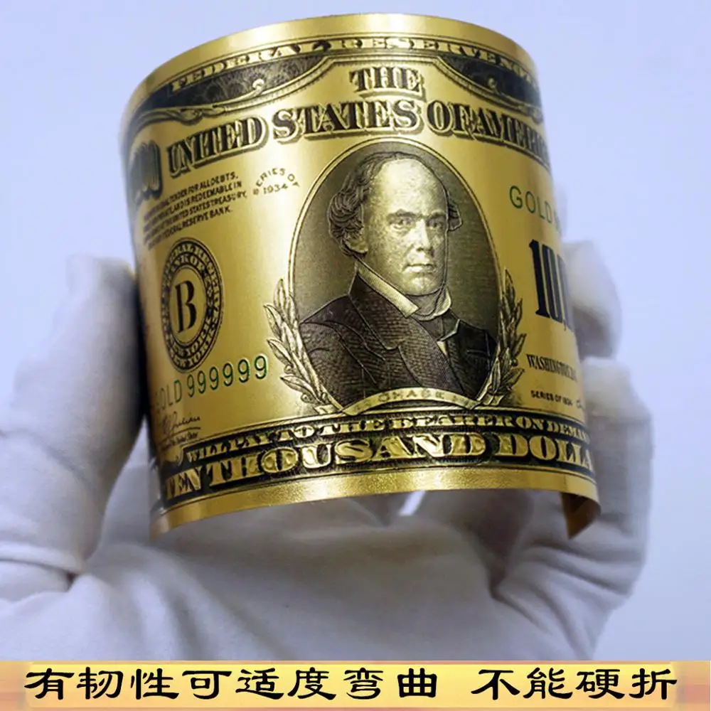 10000 долларов США золото фольги купюр пластиковые банкноты ремесло невалютные
