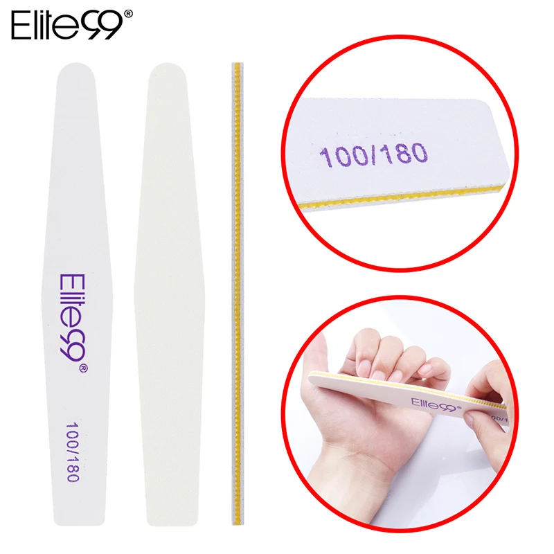 Шлифовальная Пилка Elite99 5 шт./лот для дизайна ногтей 100/180 Грит с изогнутыми боками